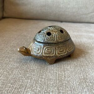 Ceramic Turtle Incense Burner - Brown Glaze